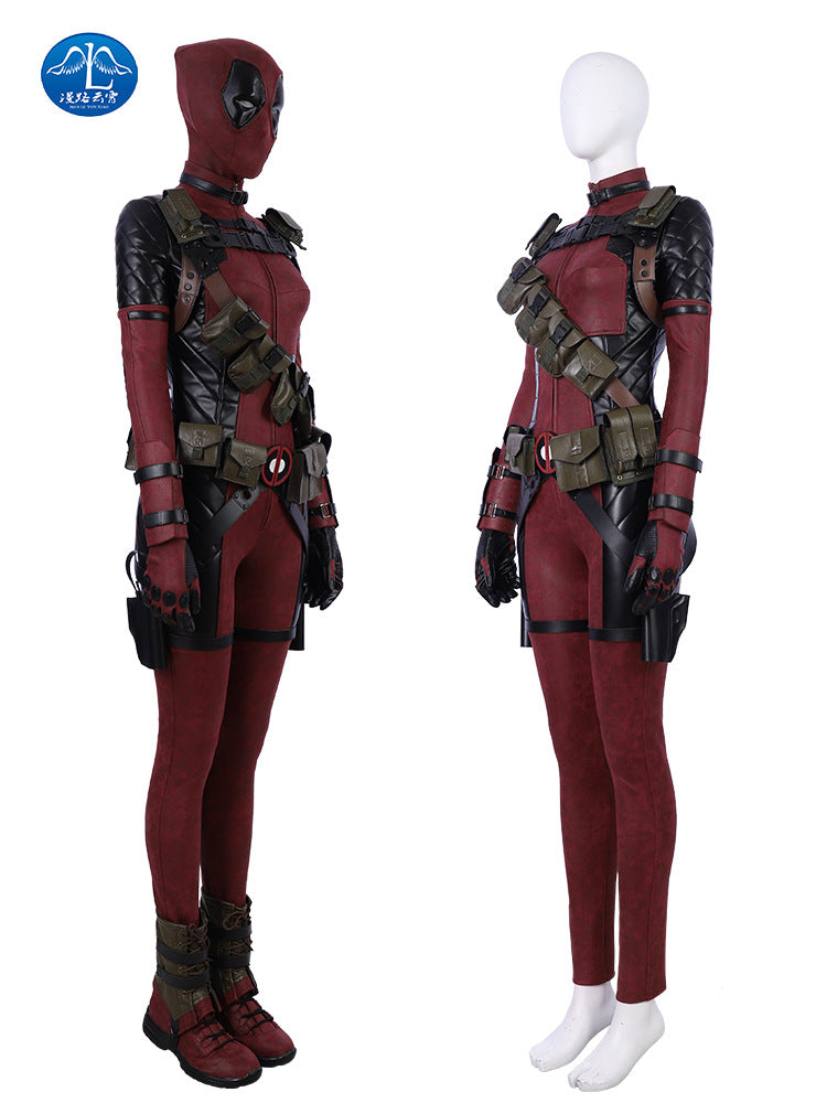 Rulercosplay Movie Deadpool Woman Red jumpsuits Cosplay Costume