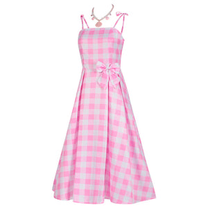 Rulercosplay Barbie Pink Plaid Skirt Cosplay Dress Halloween Costume