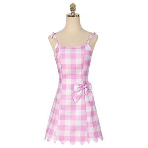 Rulercosplay Barbie Pink Plaid Sundress Cosplay Skirt Halloween Costume