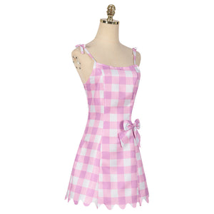 Rulercosplay Barbie Pink Plaid Sundress Cosplay Skirt Halloween Costume