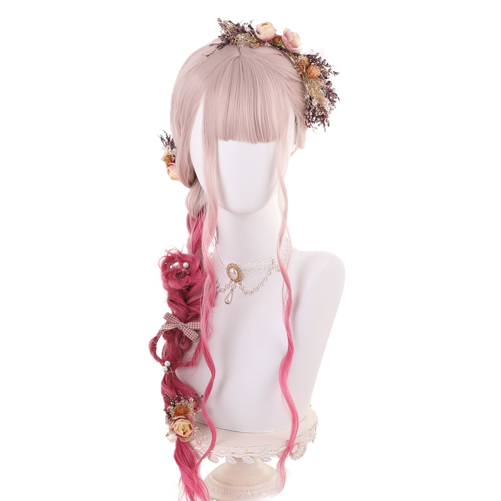 Rulercosplay Rainbow Candy Wigs Light pink gradient rose pink Long Lolita Wig
