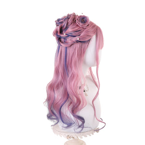 Rulercosplay Rainbow Candy Wigs Pink gradient purple Long Lolita Wig