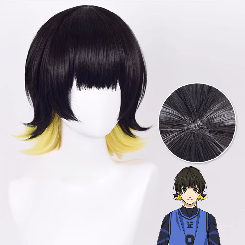 Rulercosplay Anime BLUE LOCK Meguru Bachira Black And Yellow Cosplay Wig - Rulercosplay