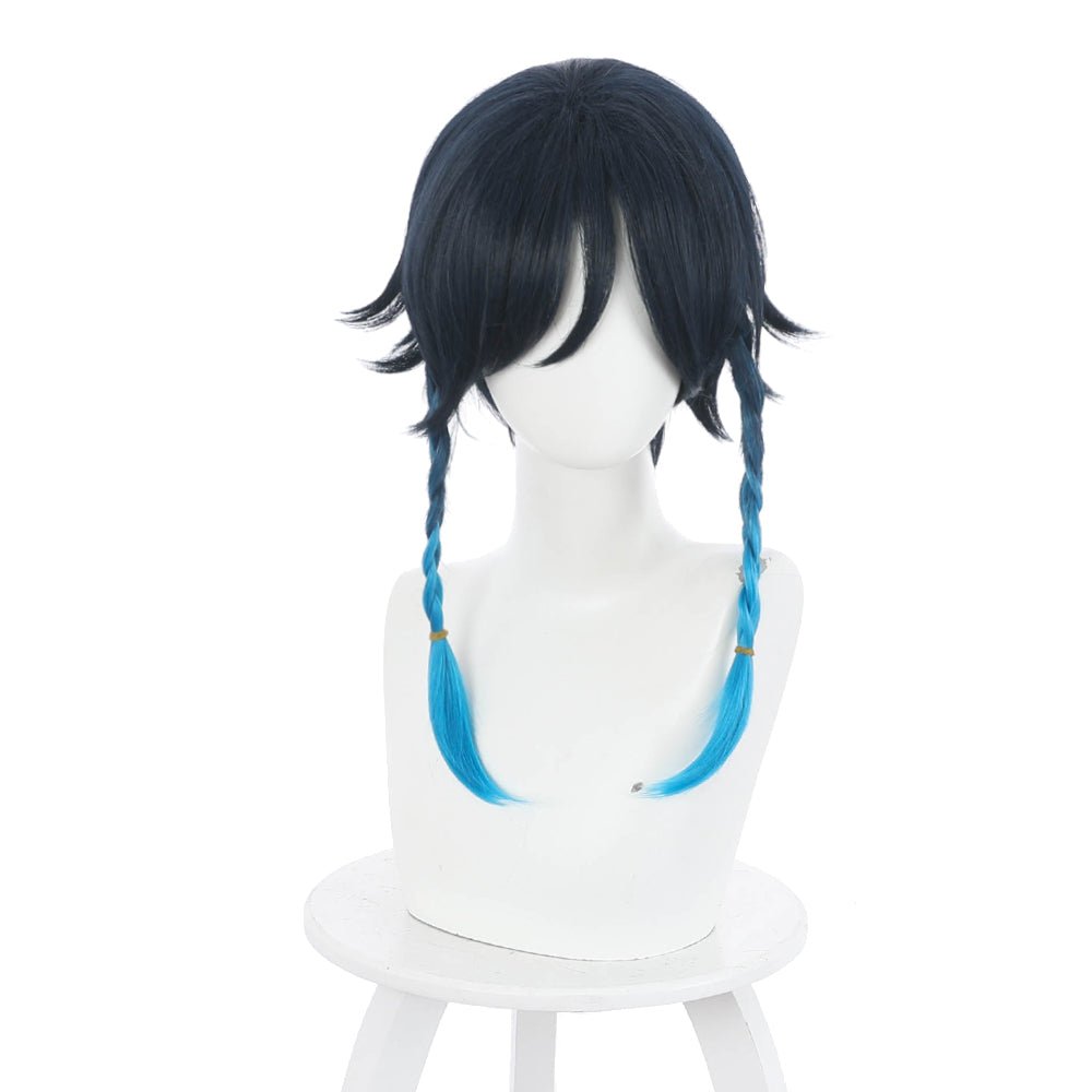 Rulercosplay Anime Genshin Impact Venti Navy blue gradient blue Medium Cosplay Wig - Rulercosplay