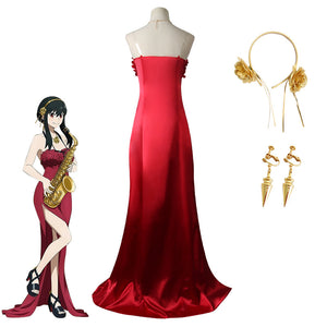 Rulercosplay Anime SPY x FAMILY Yor Forger (Thorn Princess) Red Dress Cosplay Costume