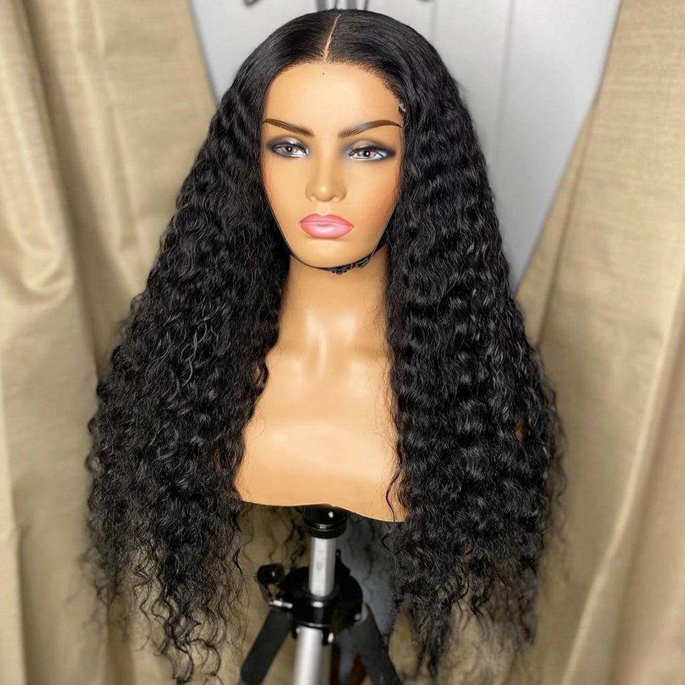 Rulercosplay Long Black Curly Wig Real Human Hair for Women