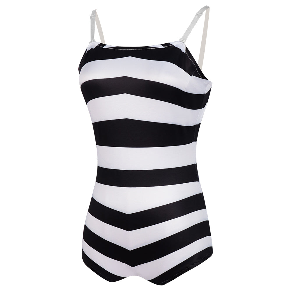 Rulercosplay Barbie Black White Stripes Swimsuit Cosplay Dress Halloween Costume