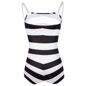 Rulercosplay Barbie Black White Stripes Swimsuit Cosplay Dress Halloween Costume