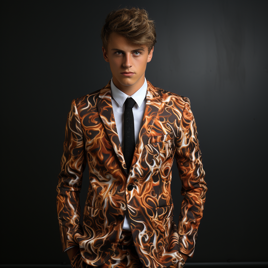Rulercosplay Mens 2 Piece Print Suit Party Dress Jacket Slim 2 Button Blazer Pants For Christmas