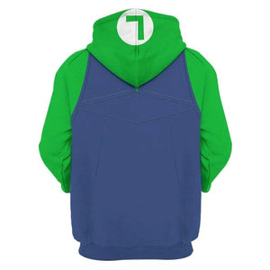 Rulercosplay Super Mario Bros Mario & Luigi Brothers Sweatskirt Pullover Hoodie With Blue-green
