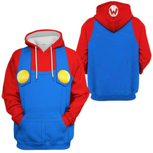 Rulercosplay Super Mario Bros Mario & Luigi Brothers Sweatskirt Pullover Hoodie With Blue-red