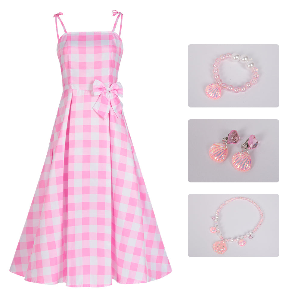 Rulercosplay Barbie Pink Plaid Skirt Cosplay Dress Halloween Costume