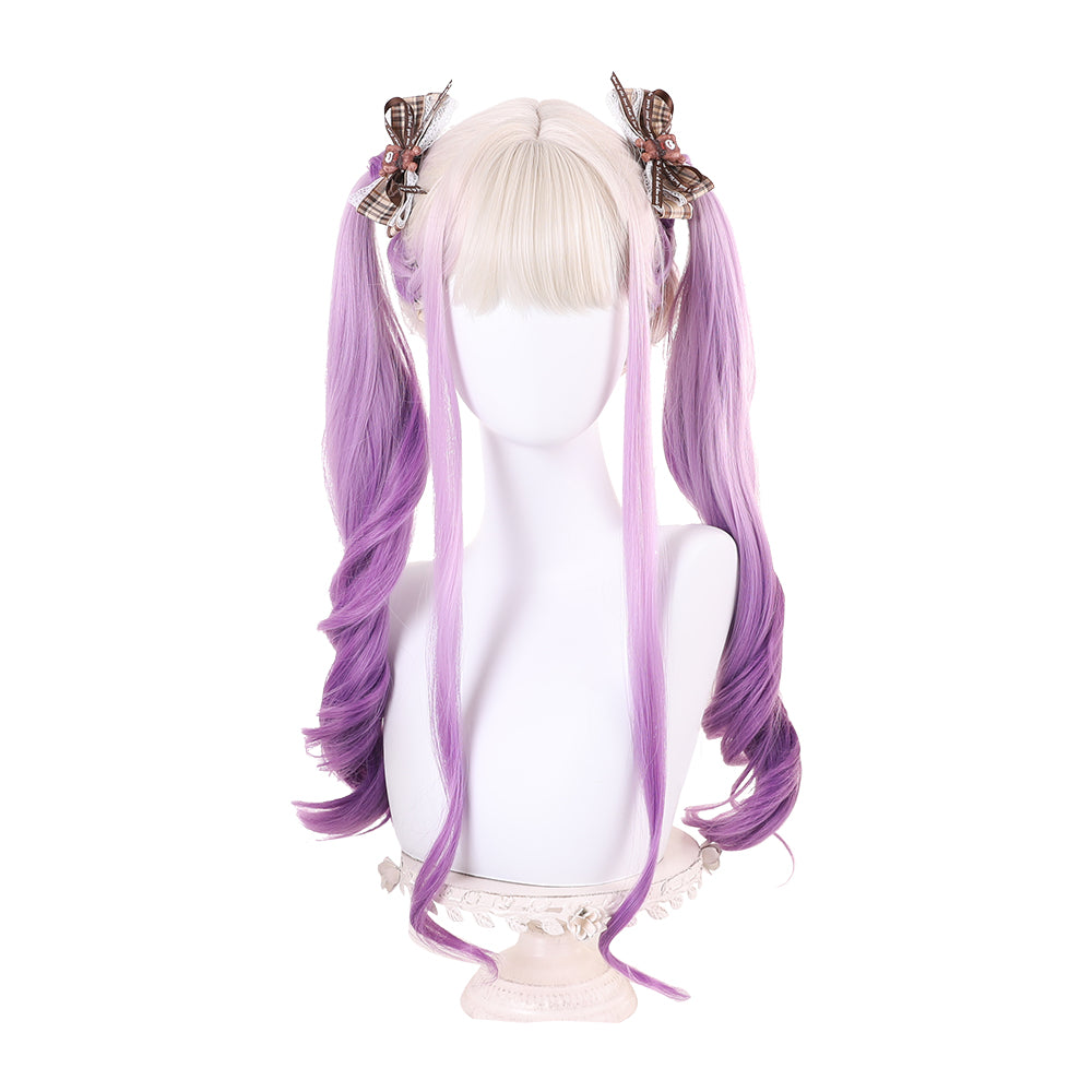 Rulercosplay Rainbow Candy Wigs Golden gradient purple Long Lolita Wig