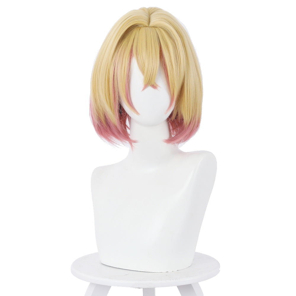 Rulercosplay Anime Kanojo, Okarishimasu Nanami Mami Yellow gradient Pink Short Cosplay Wig