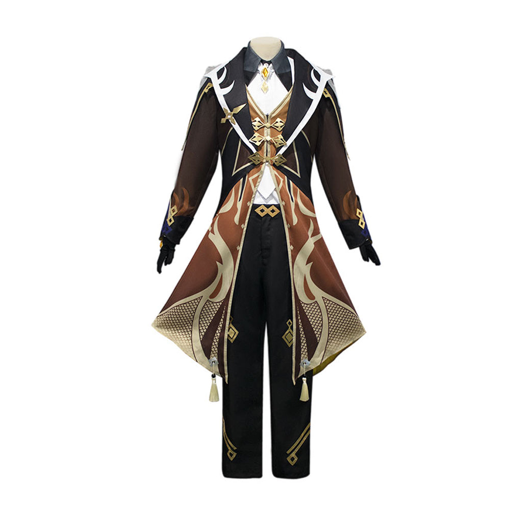 Rulercosplay Genshin Impact Zhongli(Morax) Brown Suit Cosplay Costume