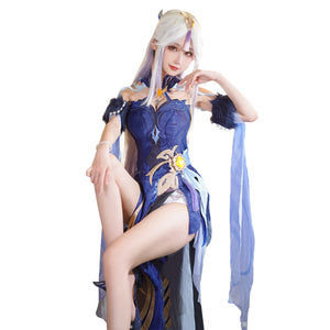 Rulercosplay Genshin Impact Ningguang Blue Dress Cosplay Costume