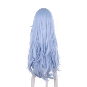 Rulercosplay Anime Neon Genesis Evangelion Ayanami Rei Blue Long curly Cosplay Wig