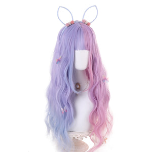 Rulercosplay Rainbow Candy Wigs Half blue and half purple Long Lolita Wig