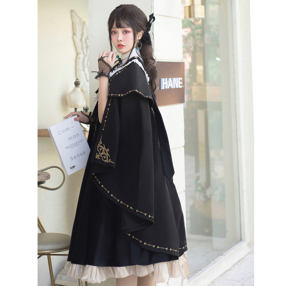 Rulercosplay Black Lolita Dress Retro College style OP Dress
