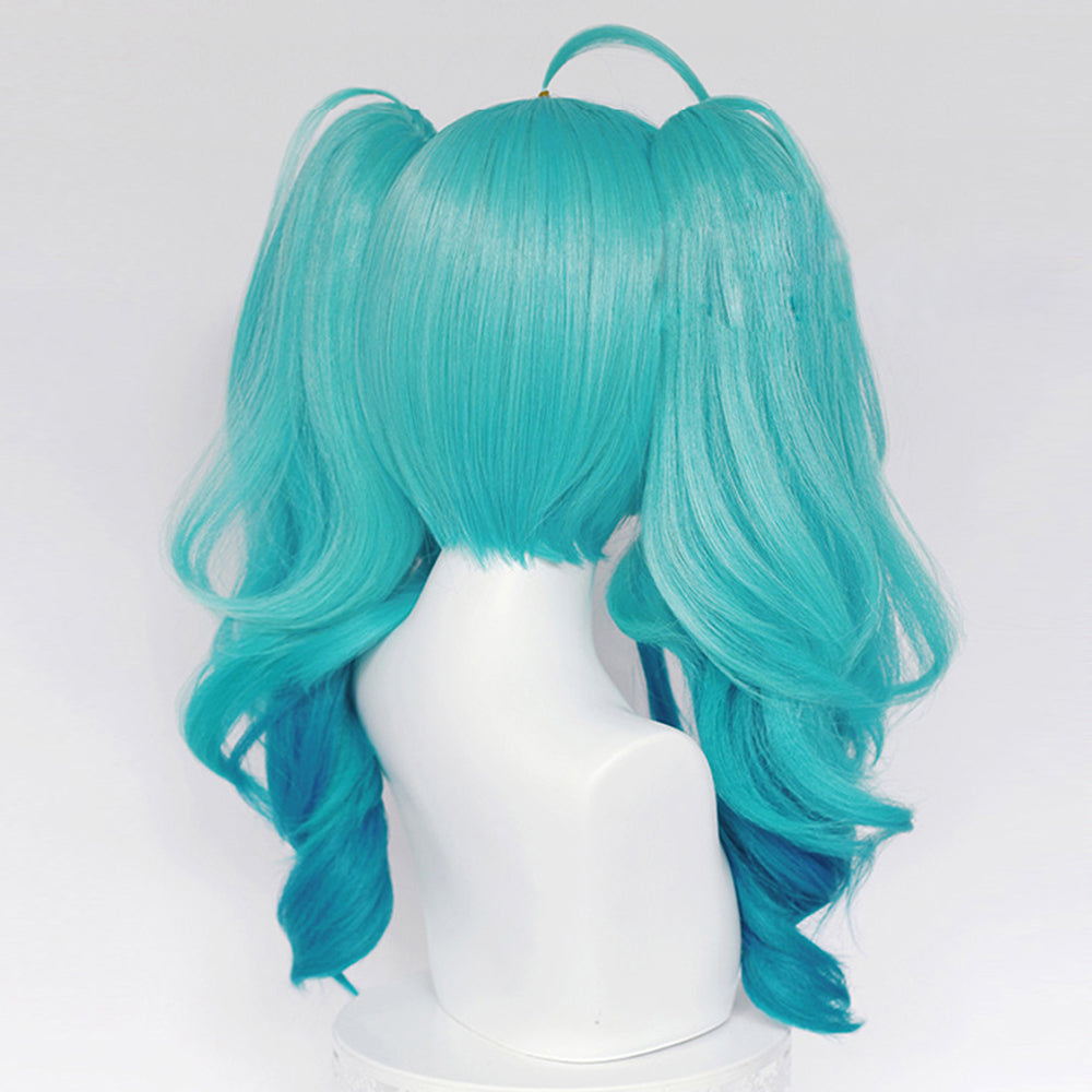 Rulercosplay Vocaloid Miku Little devil Green and blue Medium double ponytail Cosplay Wig