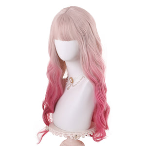Rulercosplay Rainbow Candy Wigs Light pink gradient rose pink Long Lolita Wig