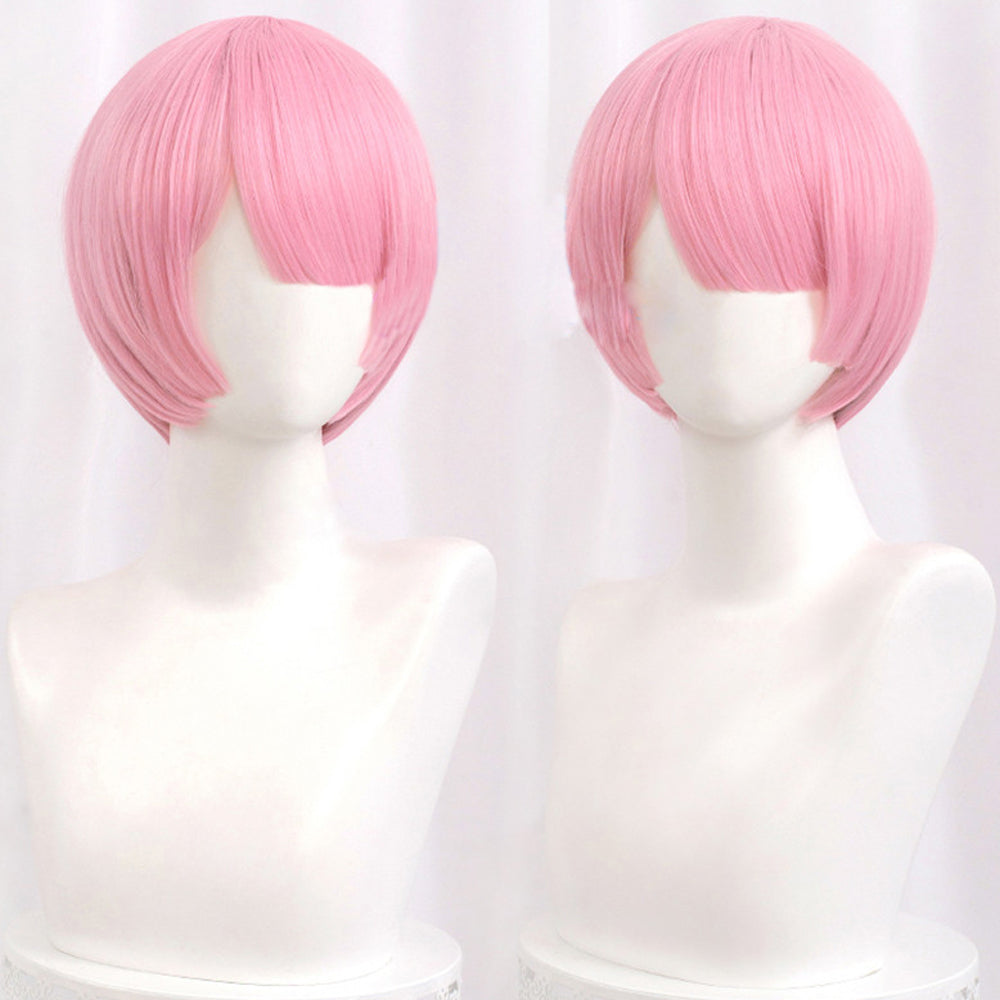 Rulercosplay Anime Re Life in a different world from zero wig Ram Pink Short Cosplay Wig