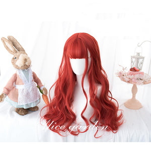Rulercosplay Rainbow Candy Wigs Red Long Lolita Wig