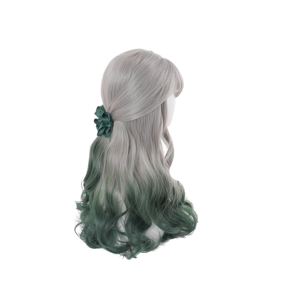 Rulercosplay Rainbow Candy Wigs Gray gradient green Long Lolita Wig