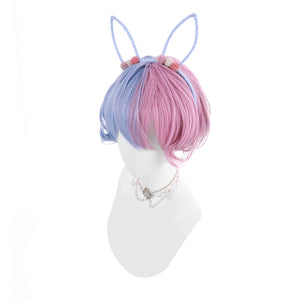 Rulercosplay Rainbow Candy Wigs Black gradient gray blue Short Lolita Wig