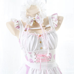 Rulercosplay White And Pink Maid Dress Kawaii Sexy Cosplay Costume
