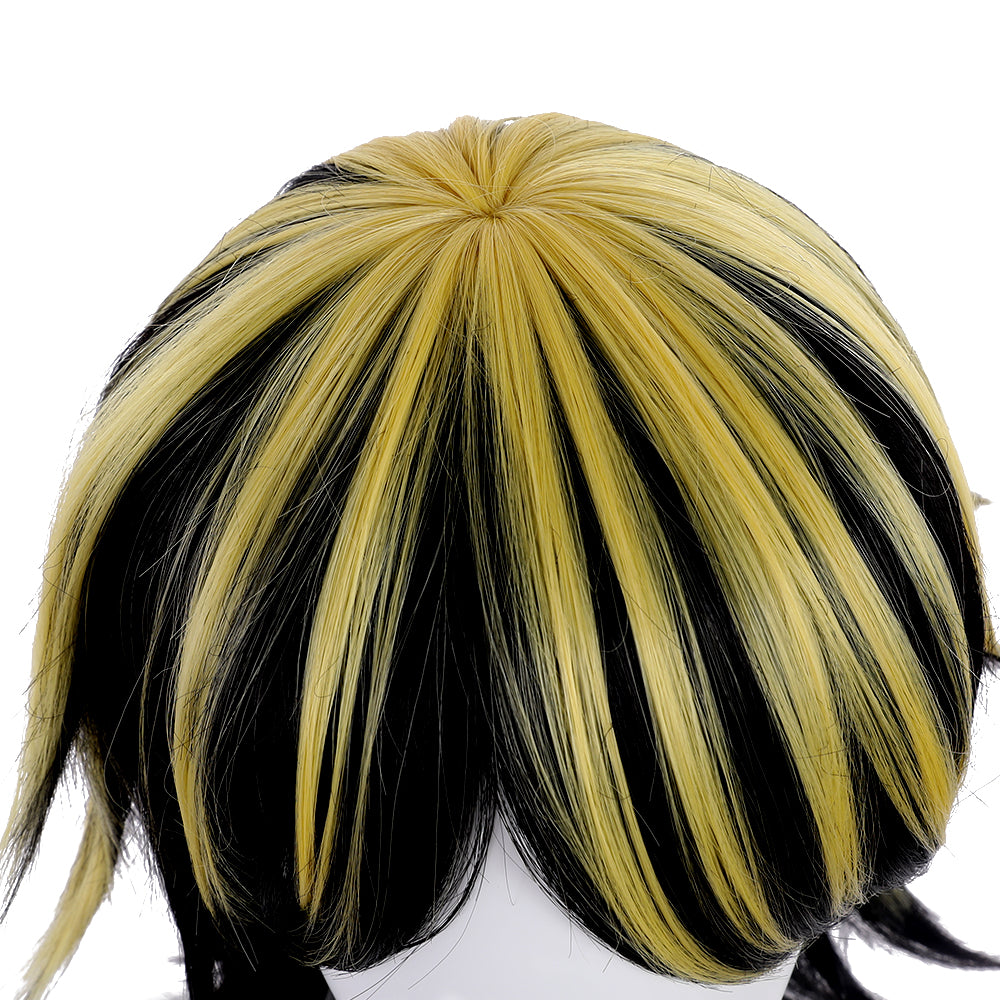 Rulercosplay Anime Tokyo Revengers Hanemiya Kazutora Black gradient yellow Short Cosplay Wig