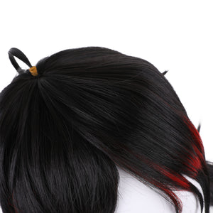 Rulercosplay Vtuber NIJISANJI Vox Akuma Black Red Gradient Long Cosplay Wig