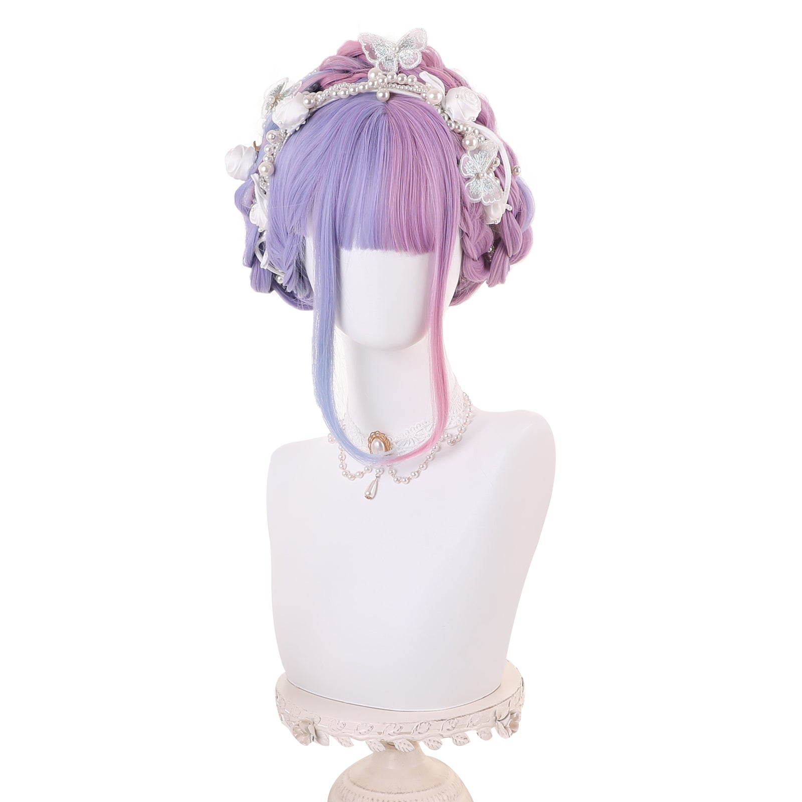 Rulercosplay Rainbow Candy Wigs Half blue and half purple Long Lolita Wig