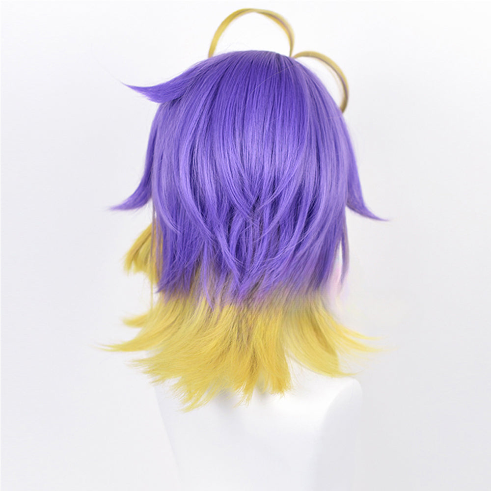 Rulercosplay Vtuber NIJISANJI Aster Arcadia Purple Yellow Short Cosplay Wig