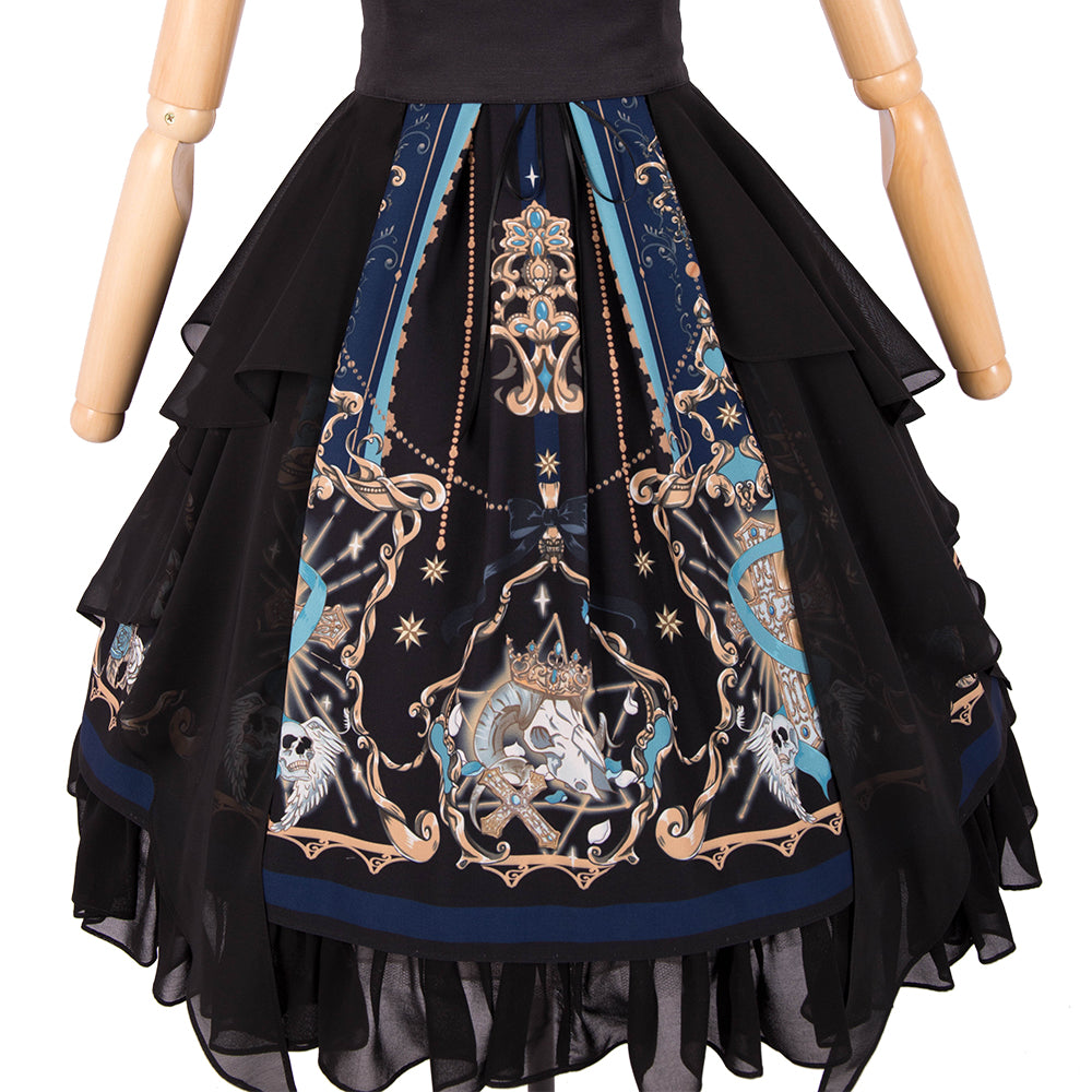 Rulercosplay Classical Black Gothic Lolita Dress OP Dress(Please buy one size up)