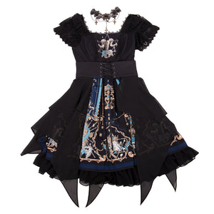 Rulercosplay Classical Black Gothic Lolita Dress OP Dress(Please buy one size up)