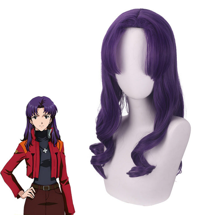 Rulercosplay Anime Neon Genesis Evangelion EVA Katsuragi Misato Purple Long Cosplay Wig