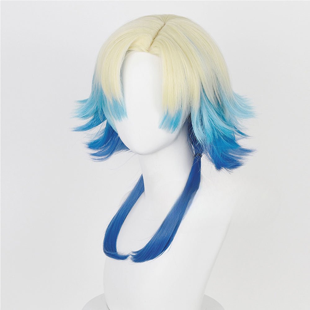 Rulercosplay Anime BLUE LOCK Michael Kaiser White And Blue Short Cosplay Wig - Rulercosplay