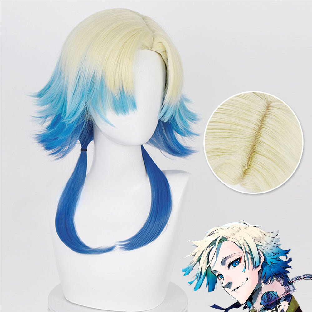 Rulercosplay Anime BLUE LOCK Michael Kaiser White And Blue Short Cosplay Wig - Rulercosplay