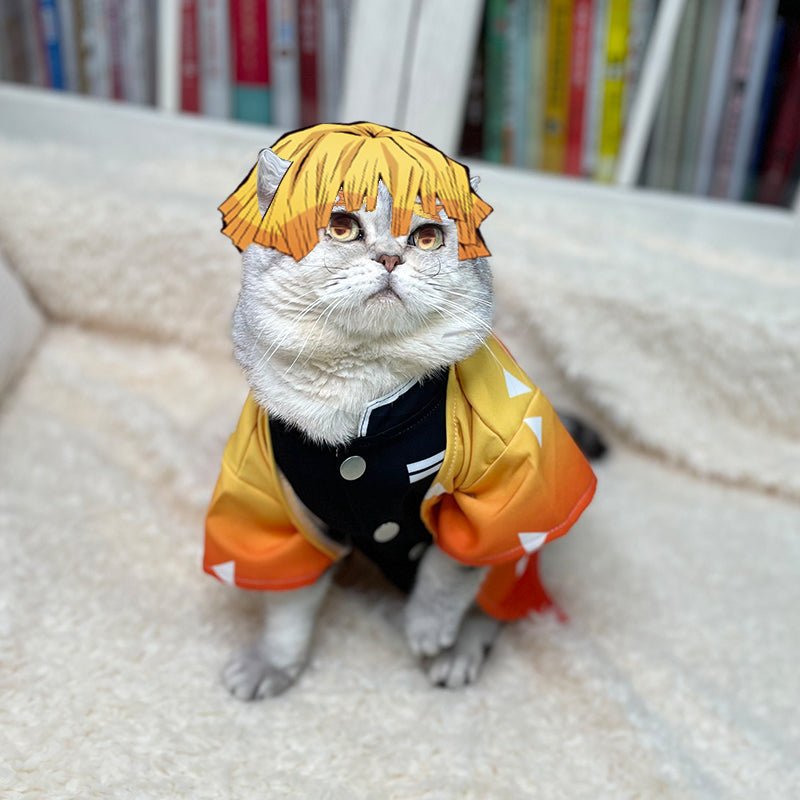 Rulercosplay Anime Demon Slayer Agatsuma Zenitsu Pet cosplay costume Halloween Pet Clothes - Rulercosplay