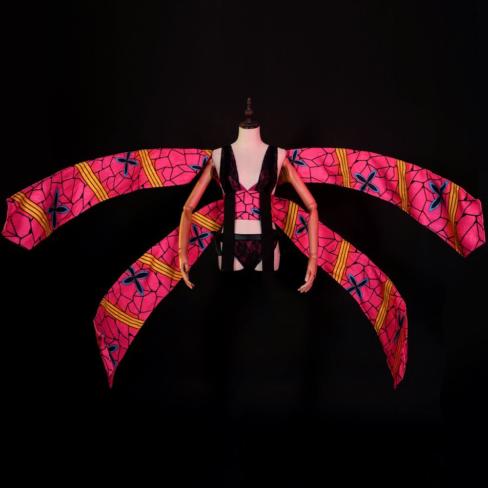 Rulercosplay Anime Demon Slayer Daki(Ume) Black and pink Dress Cosplay Costume - Rulercosplay