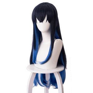 Rulercosplay Anime Demon Slayer Hashibira Inosuke Dark blue gradient royal blue Medium Cosplay Wig - Rulercosplay
