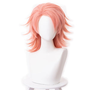 Rulercosplay Anime Demon Slayer Sabito Pink Short Cosplay Wig - Rulercosplay