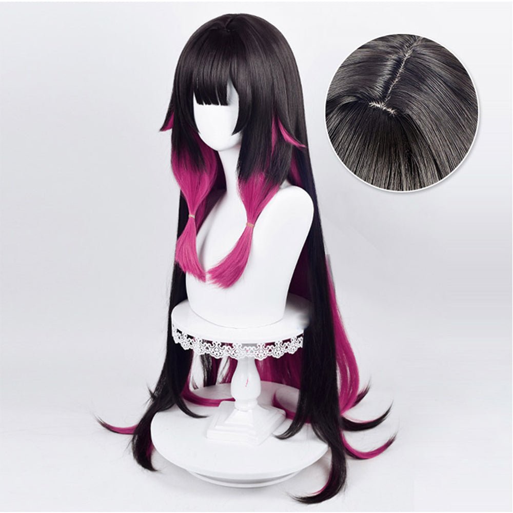 Rulercosplay Anime Genshin Impact Fatui Columbina Black and Pink Long Stright Cosplay Wig - Rulercosplay