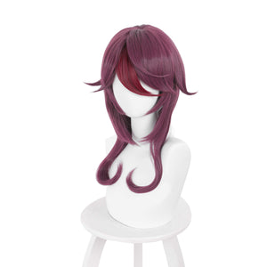 Rulercosplay Anime Genshin Impact Rosaria Purple highlights red Medium Cosplay Wig - Rulercosplay
