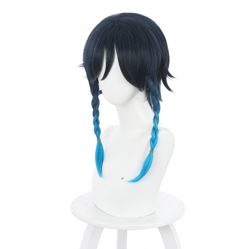 Rulercosplay Anime Genshin Impact Venti Navy blue gradient blue Medium Cosplay Wig - Rulercosplay