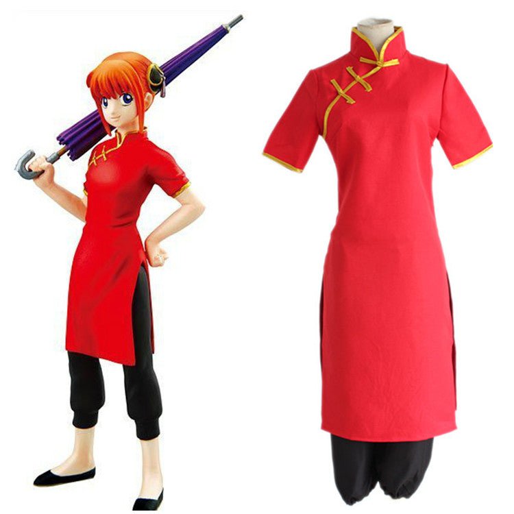 Rulercosplay Anime GINTAMA Kagura Red Cheongsam Cosplay Costume - Rulercosplay